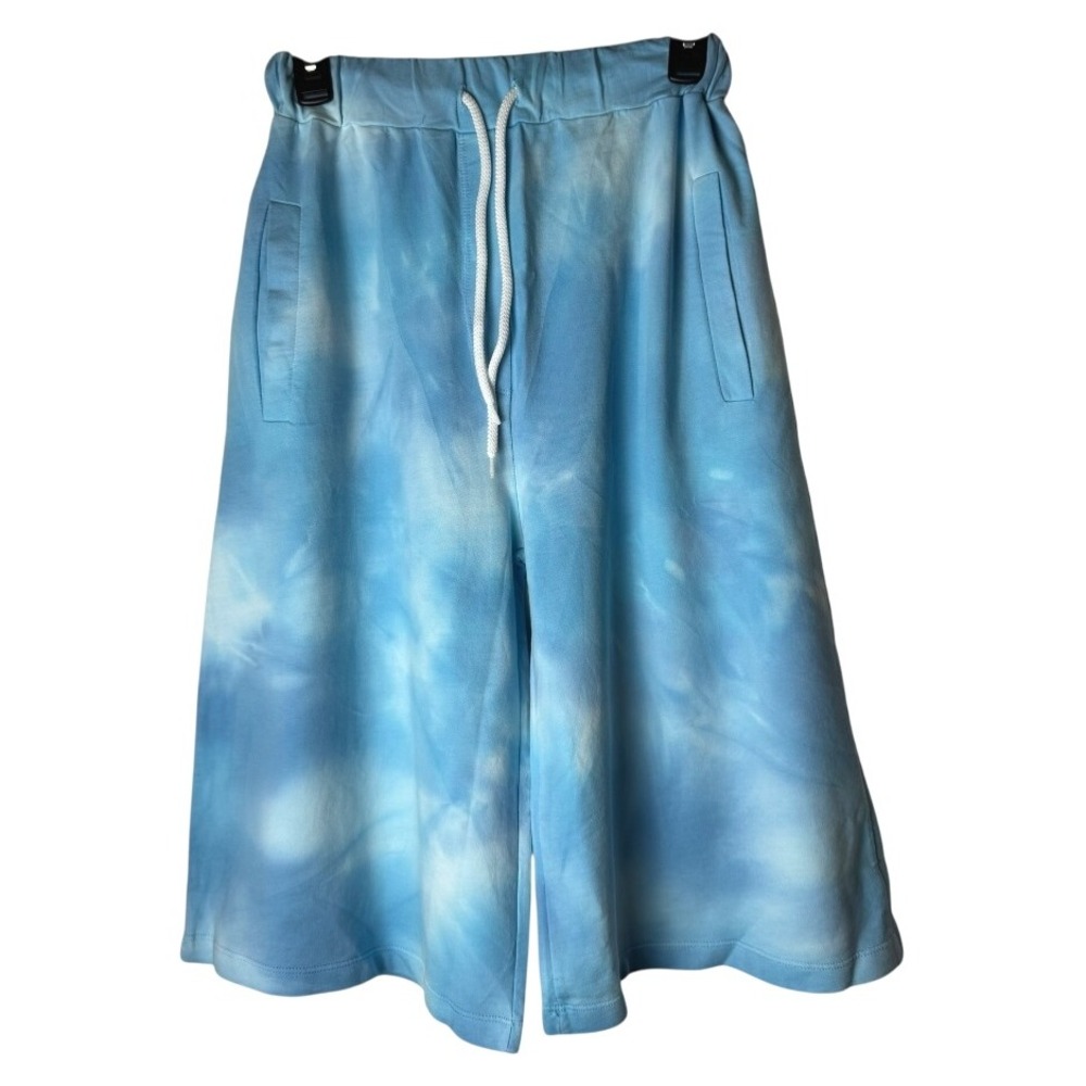 Ireneisgood Pants Women XS Blue Tie Dye Unicorn Basket Culotte Wide Leg Cropped